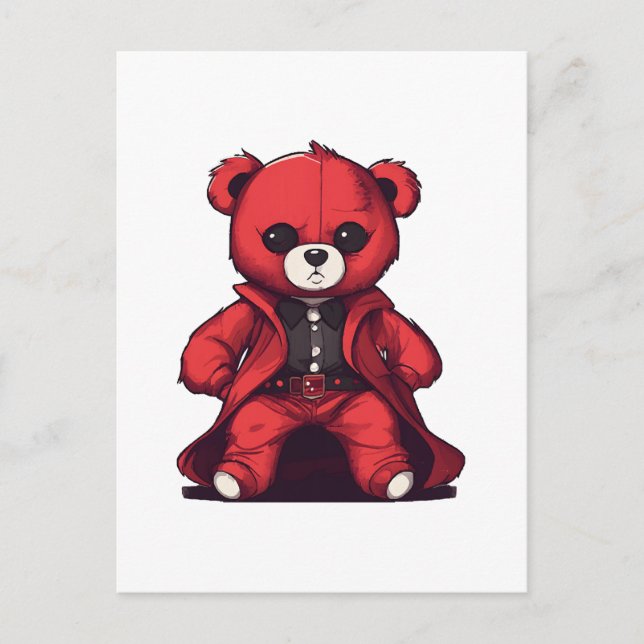 Cute teddy red boy postcard (Front)
