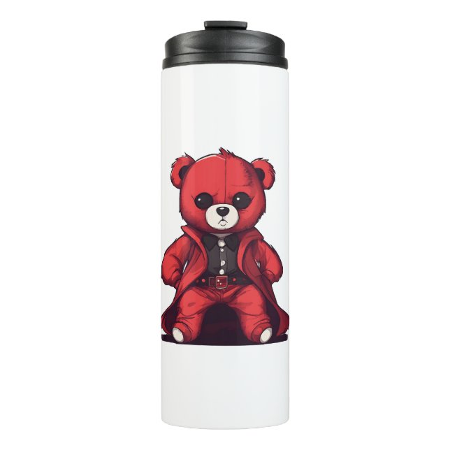 Cute teddy red boy thermal tumbler (Front)
