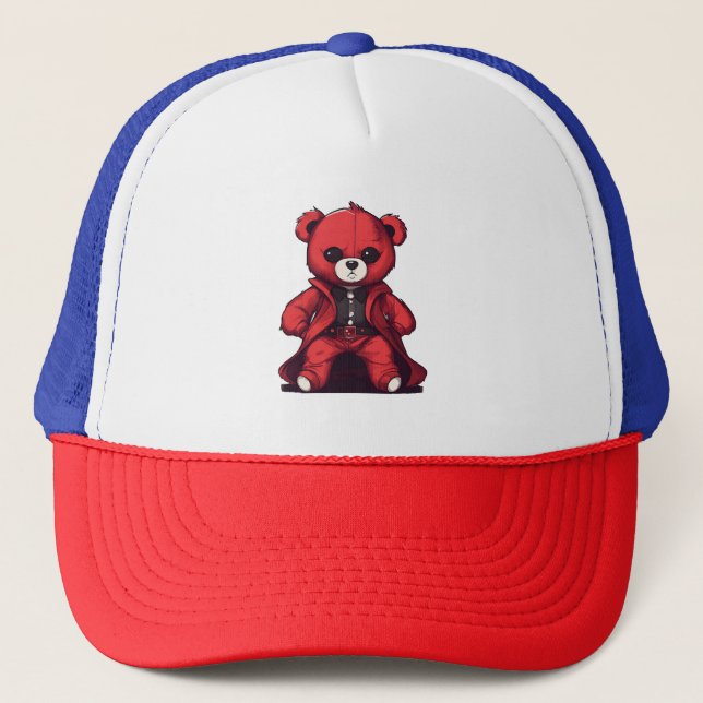 Cute teddy red boy trucker hat (Front)