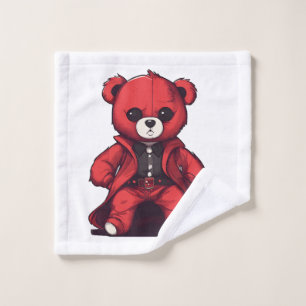 Cute teddy red boy wash cloth