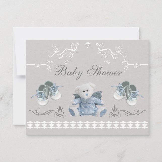Cute Teddy & Shoes Baby Shower Invitation (Front)