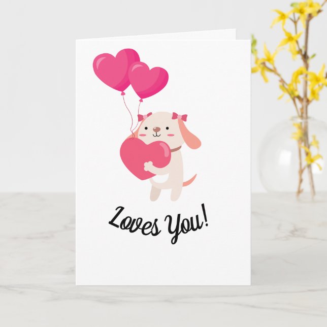 Cute Teddy Valentine's Day Card (Yellow Flower)