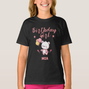 Cute Teddybear Birthday Girl T-Shirt Editable Name