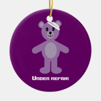Cute TeddyBear Under Repair Recovery Anniversary Ceramic Tree Decoration