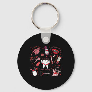 Cute Teeth Dental Squad Crew Valentine Day Ortho B Key Ring