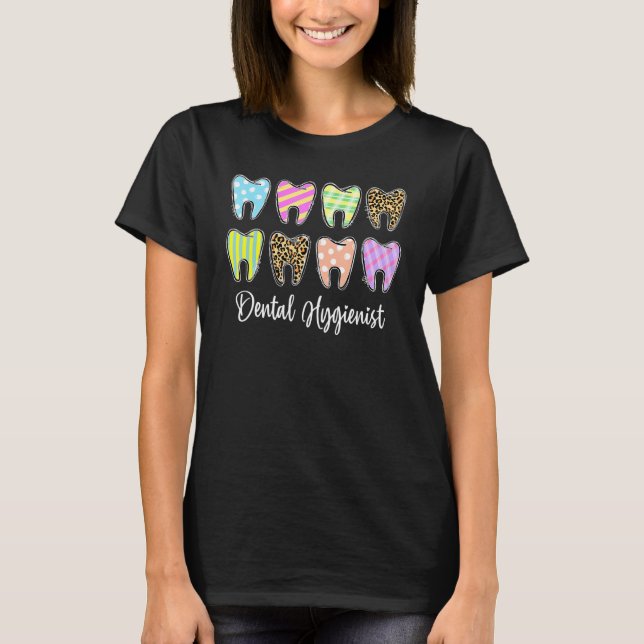 Cute Teeth Leopard Dental Hygienist Easter Day Chr T-Shirt (Front)