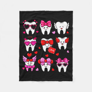 Cute Teeth Love Valentine's Day Dental  Fleece Blanket