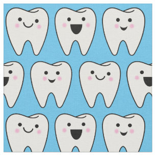 Cute Teeth Tooth Fairy Dentist Dental Blue Fabric