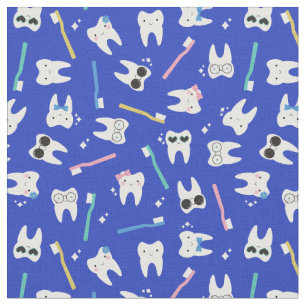 Cute Teeth Toothbrush Paediatrics Dentistry Blue Fabric