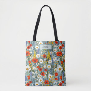 Cute Template Chic Flowers Boho Personalised Tote Bag