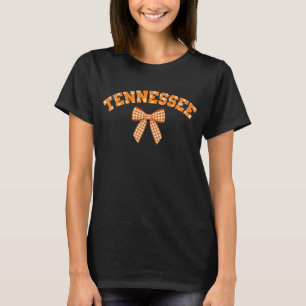 Cute Tennessee Orange Women Girls Kids Bow Chequer T-Shirt