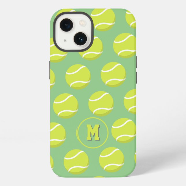 cute tennis balls pattern monogrammed iPhone case (Back)