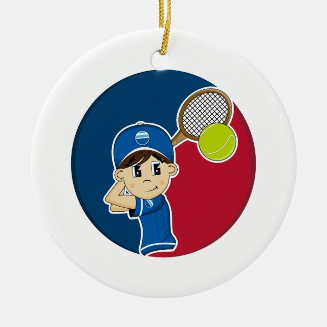 Cute Tennis Boy Ornament (Front)