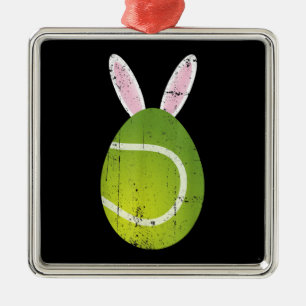 Cute Tennis Bunny Rabbit Eggs Easter Day 2021 Metal Tree Decoration