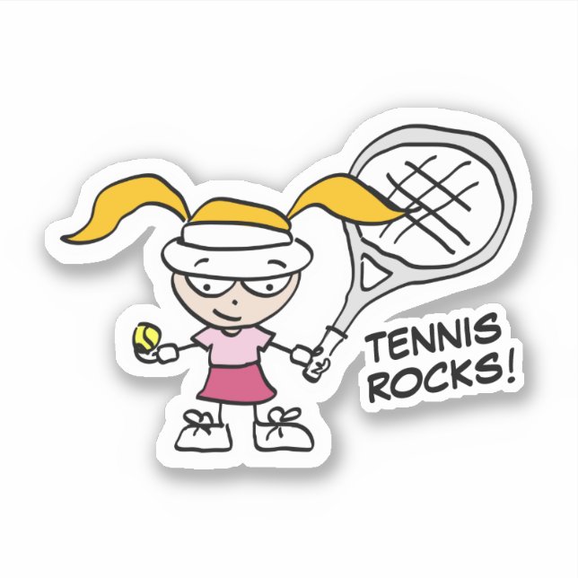 Cute tennis girl cartoon custom vinyl sticker (Front)