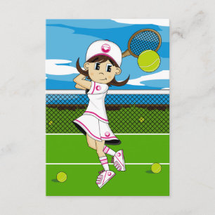 Cute Tennis Girl RSVP Card