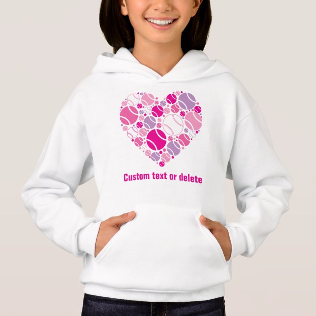 💜🤍❤ Cute tennis heart   Hoodie (Front)