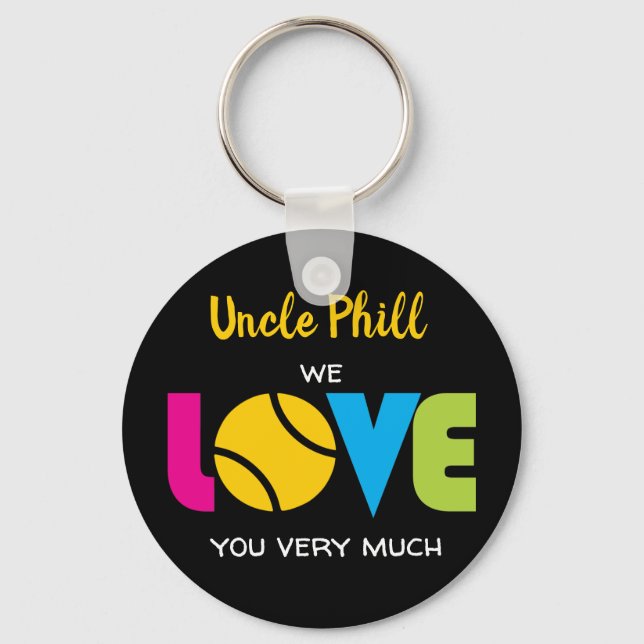 Cute Tennis  LOVE - custom text Round  Keychain (Front)