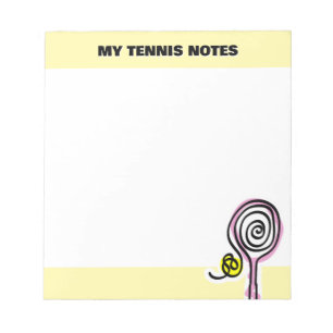 Cute tennis notepad with quirky racket drawing