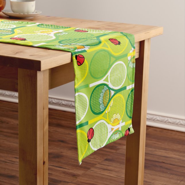 Cute tennis rackets with ladybirds short table runner (In Situ)