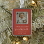 Cute Terracotta First Christmas as Grandparents Silver Plated Framed Ornament<br><div class="desc">A cute whimsical script and a modern design for this photo ornament gift. To customise with your favourite baby picture. You can also easily change the background colour. Perfect to celebrate your First Christmas as new grandparents.</div>