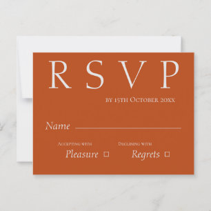 Cute Terracotta Rust and  White Wedding RSVP Postcard
