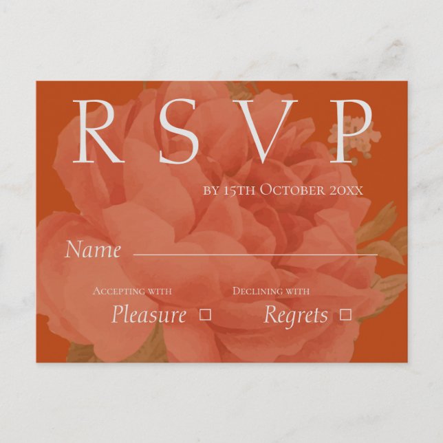 Cute Terracotta  White Floral Wedding RSVP  Postcard (Front)
