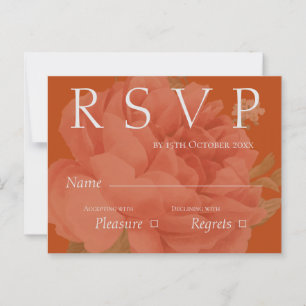 Cute Terracotta White Floral Wedding RSVP Postcard
