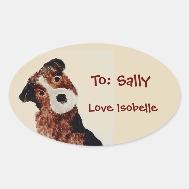 Cute Terrier Dog Oval Sticker (Front)