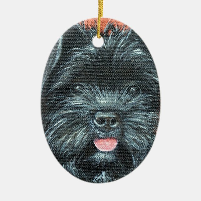 Cute Terrier Dog Painting Ceramic Tree Decoration (Front)