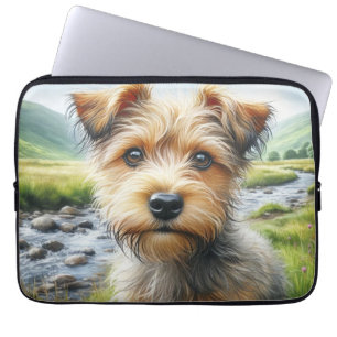 Cute Terrier in Watercolor Laptop Sleeve