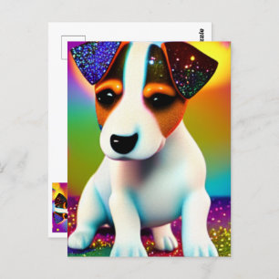 Cute Terrier Puppy Sparkle Close-Up   Postcard