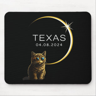 Cute Texas Total Solar Eclipse Cat Mouse Pad
