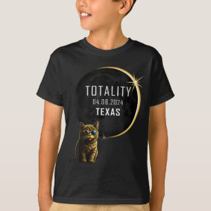 Cute Texas Total Solar Eclipse Cat T-Shirt