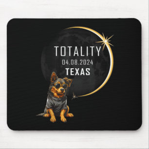 Cute Texas Total Solar Eclipse Dog Mouse Pad