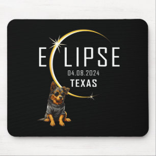 Cute Texas Total Solar Eclipse Dog Mouse Pad