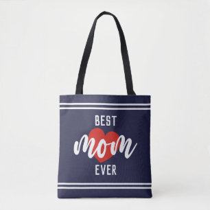 Cute Text Best Mum Ever With Heart Tote Bag
