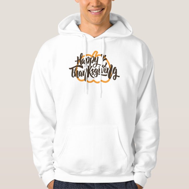 Cute Text on pumpkin for Thanksgiving Hoodie (Front)