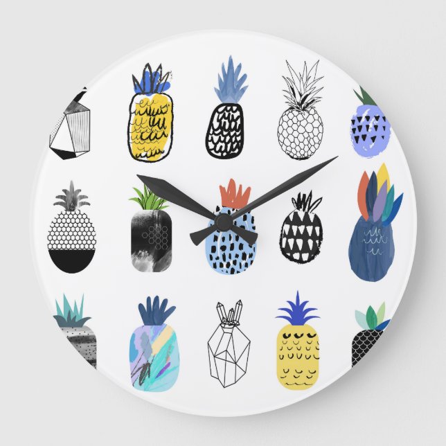 Cute textured pineapples, vintage collection. large clock (Front)