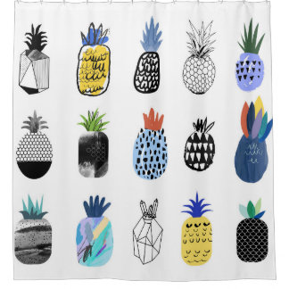 Cute textured pineapples, vintage collection. shower curtain
