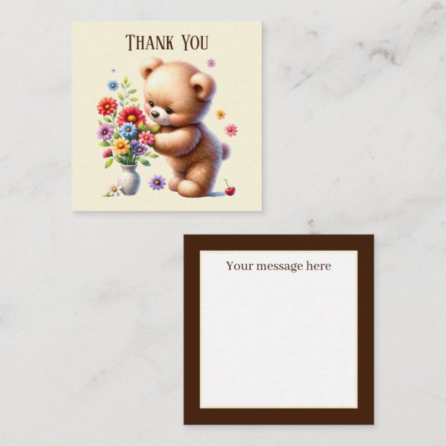 Cute Thank you bear add message Card (Front/Back)