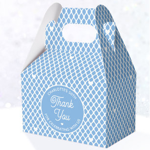 Cute Thank You Birthday Name Any Age Blue Modern Favour Box