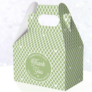 Cute Thank You Birthday Name Any Age Green Modern Favour Box