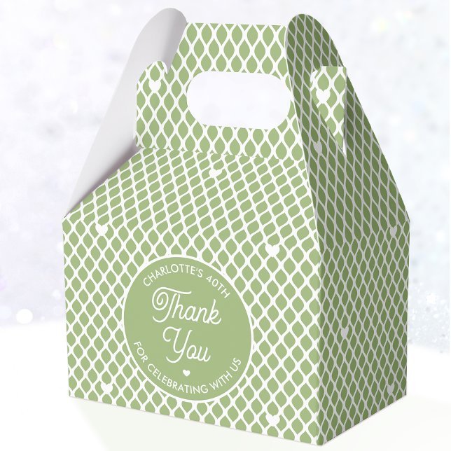 Cute Thank You Birthday Name Any Age Pretty Green Favour Box (Creator Uploaded)
