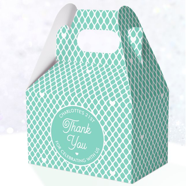Cute Thank You Birthday Name Any Age Pretty Mint Favour Box (Creator Uploaded)