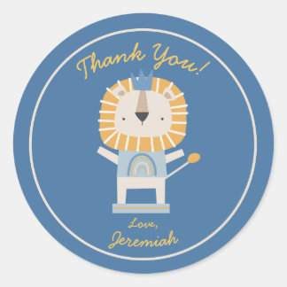 Cute Thank You Birthday Party Lion Sticker