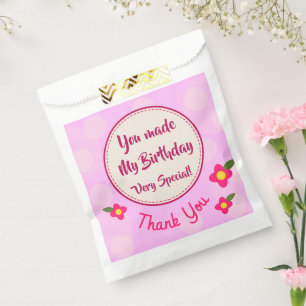 Cute Thank You Birthday Party Pink Favour Bags