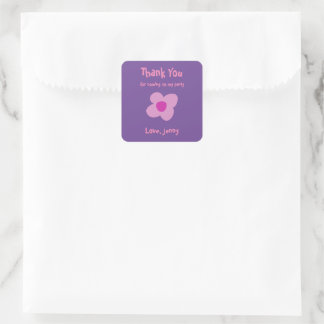 Cute Thank You Boho Pink Flower  Square Sticker