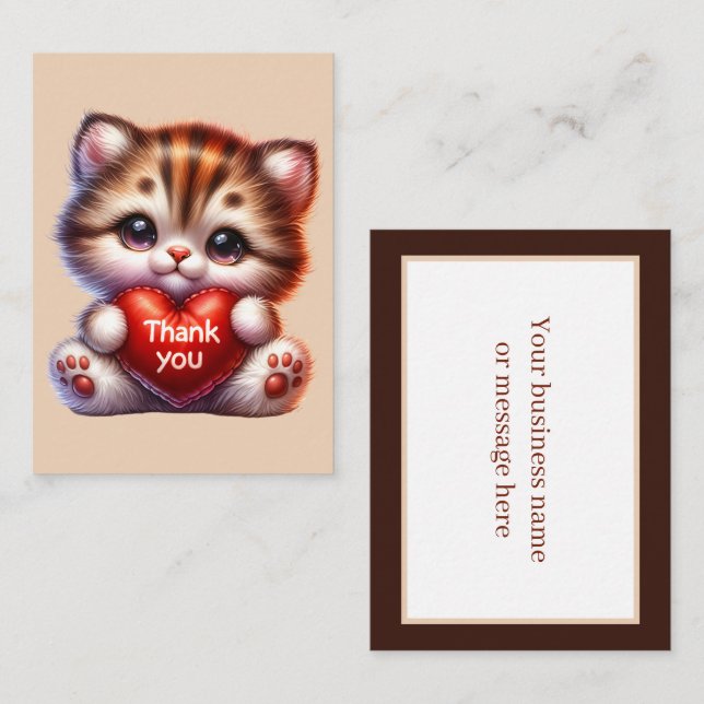 Cute thank you cat add message  card (Front/Back)
