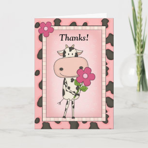 Cute Thank You - Cow & Flower Card